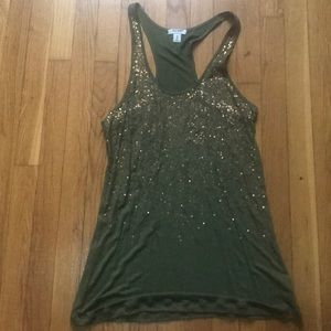 Olive & Gold Sequined Tank